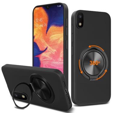 Imagem de Nijiadi Capa de telefone compatível com Samsung Galaxy A10E, suporte de anel giratório de 360° com suporte/suporte, silicone, TPU, Silm, Fit, capa protetora à prova de choque para Samsung Galaxy A10E