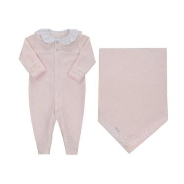 Imagem de Saída Maternidade Malha Com Renda Bebê Menina Paraiso 17771 - Paraíso,