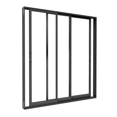 Imagem de Porta de Alumínio de Correr Lateral 3 Folhas Móveis 215cm X 200cm Lucasa Ideale Preto