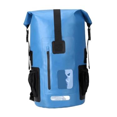 Imagem de UGPLM Mochila impermeável de 35 litros, bolsa seca com alça peitoral, design ergonômico de PVC para passeios de barco e vela, multifuncional, Azul