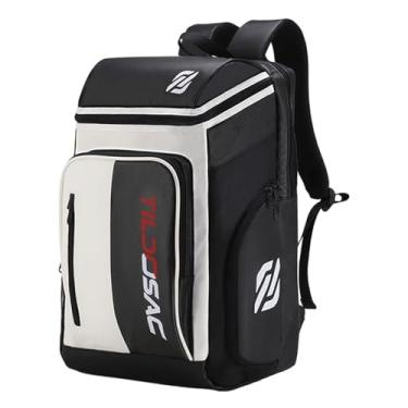 Imagem de UGPLM Mochila de tênis, bolsa para raquete de badminton, organizador multifuncional de grande capacidade, mochila de pickleball com compartimento para, Preto Branco