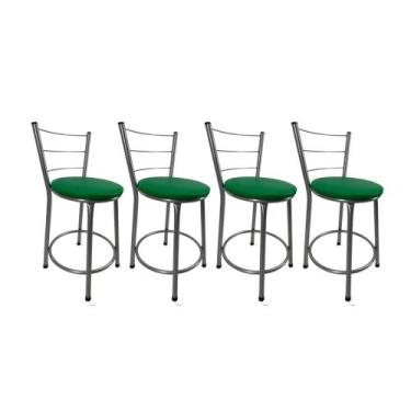 Imagem de Kit 4 Banqueta Balcão Baixa Prata Bistrô Gourmet Cozinha Bar - FortMix