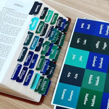 Imagem de Guias azuis da Bíblia para homens e meninos, 90 peças laminadas de marcadores bíblicos de impressão grande, guias índices à prova d'água, kit de guia de suprimentos de estudo, presentes cristãos de