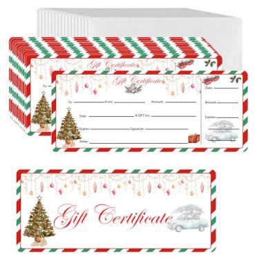 Imagem de Cartões de presente de Natal em branco, 50 unidades, envelopes rústicos, certificado de presente, dupla face, cliente, cartões de voucher de papel para aniversário, spa, trabalho cartão de presente de