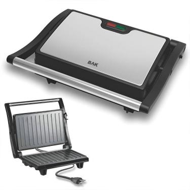 Imagem de Mini Grill Elétrico De Inox Grelha Antiaderente 110V