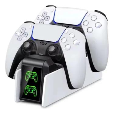 Imagem de Carregador de controle para controles Dualsense PS5, com indicador de LED, base de carregador de suporte duplo para controle PS5, acessórios de estação de carregamento