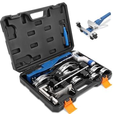 Imagem de Conjunto de Dobrador de Tubos para Diâmetro Externo de 6 mm a 22 mm com Adaptadores de Dobra Reversa e 7 Cabeças de Alumínio, Kit de Dobrador de Tubos de Catraca de 90°