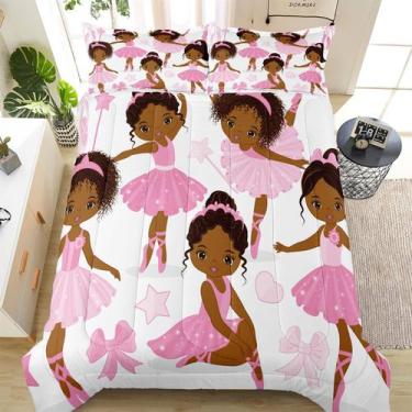 Imagem de Conjunto de roupa de cama SIRDO Twin para meninas Afro-American Magic