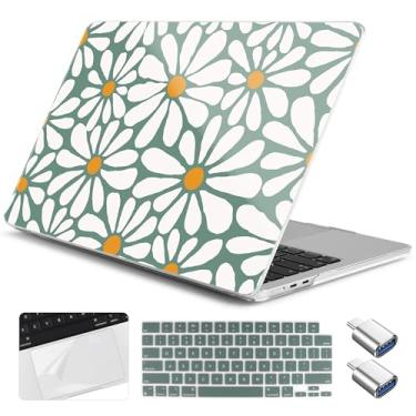 Imagem de Yebiseven Capa para MacBook Air 13,6 polegadas M4/M3/M2 2025 2024 2023 2022 lançado A3240/A3113/A2681, capa rígida para laptop com capa de teclado e protetor de trackpad e 2 adaptadores OTG