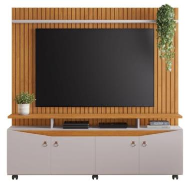 Imagem de Estante Home Mdp e Mdf Ripado para Tv até 65 polegadas Cinamomo e Off
