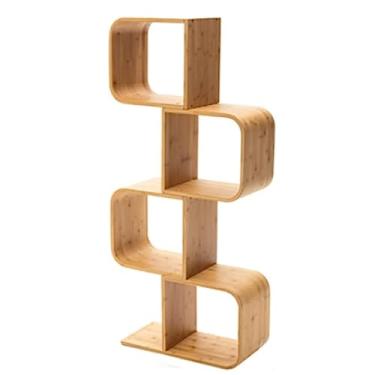 Imagem de TsoLay Estante criativa de madeira maciça, estante do chão ao teto, organizador de livros para CDs/filmes/livros, prateleiras organizadoras de livros