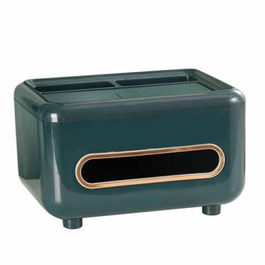 Imagem de Desktop Tissue Box Multifuncional Home Tissue Dispenser Controle Remoto Caixa Organizadora para Sala Restaurante (Verde escuro)