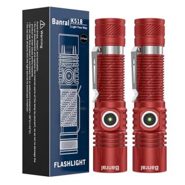 Imagem de Banral Lanternas táticas recarregáveis, mini lanterna LED USB-C pequena de alto lúmens, luz de flash EDC compacta, 4 modos e função de memória, luzes de bolso impermeáveis para casa, acampamento