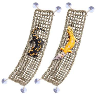 Imagem de mekueeex 2 peças de rede de dragão barbudo lagarto espreguiçadeira de escalada de fibra de alga marinha acessórios para tanque de habitat para caranguejo eremita, lagartixa, cobra, iguana, anfíbio