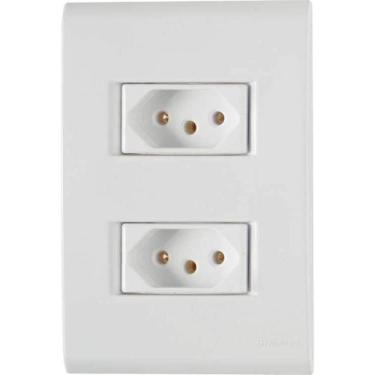 Imagem de Conjunto Tomada Dupla 10A 2p+T 4x2 Branca 57170/265 Tramontina Liz