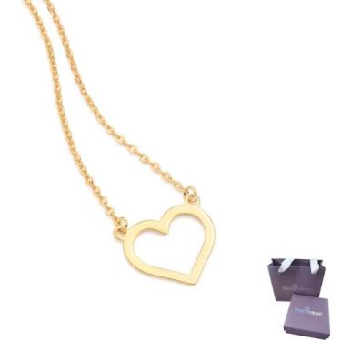 Imagem de Colar Feminino Lindo Coração Banhado A Ouro 18k - Rommanel