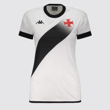 Imagem de Camisa Kappa Vasco Supporter Graphik Feminina Branca e Preta, P