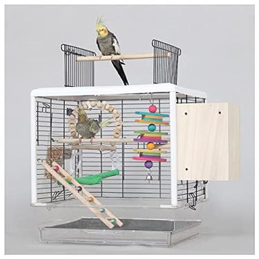 Imagem de Gaiola de pássaro doméstica em grande escala Gaiola de papagaio interativa de metal com caixa de reprodução e gaiola de pássaros, usada para Myna Papagaio Canário Love Bird Black Wind Parrot Economy