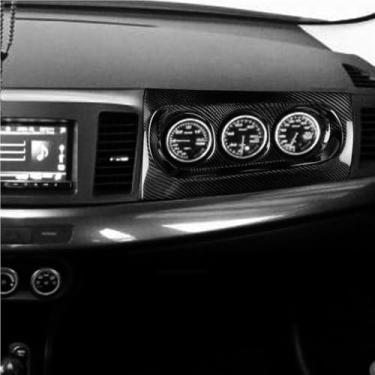Imagem de Carro de fibra de carbono real console central temperatura pressão do ar óleo temperatura painel de instrumentos decoração compatível com Mitsubishi Lancer Evolution 2008-2015