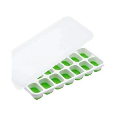 Imagem de Forma De Gelo De Silicone Com 14 Cubos E Tampa, Moldes Quadrados De Fá