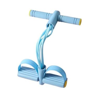 Imagem de KiBcsLic Faixa de resistência para pedal de abdominais, puxador de tornozelo com pedal, corda de alongamento com 6 tubos, corda de tensão para ioga nas costas, Azul