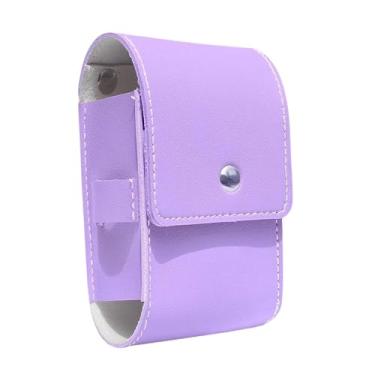Imagem de Colaxi Bolsa de cintura para telêmetro de golfe, bolsa de PU, presente para golfista, pequena e compacta com protetor de suporte para tee, de transporte, Roxo