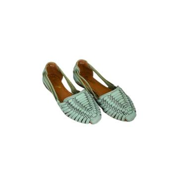 Imagem de Macarena Collection Sandálias femininas de couro para mulheres | Sandálias mexicanas feitas à mão Huarache | Sandálias femininas confortáveis e elegantes 2167, Hortelã, 38