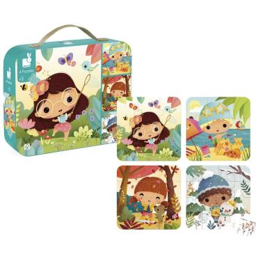 Imagem de Quebra Cabeça Progressivo Infantil 4 Estações Puzzle 4 a 16 Peças - Janod