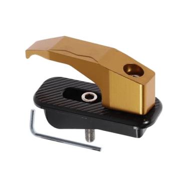 Imagem de REPAIROCK Gancho retangular para pendurar para motocicleta, capacete, bagagem, cabide para scooters, bicicletas, liga de alumínio, parafuso amarelo terroso, chave hexagonal