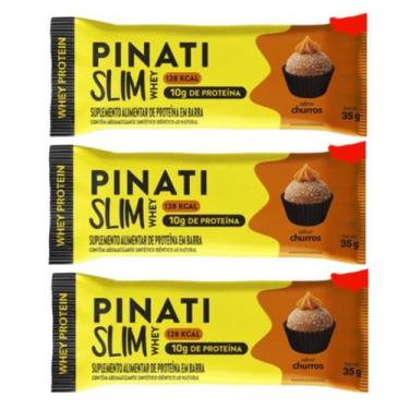 Imagem de Kit 3 barra slim whey sabor churros 35g pinati