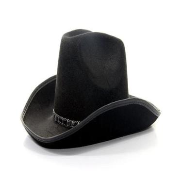 Imagem de Chapéu cowboy country preto adulto rodeio boiadeira - MC PRESENTES