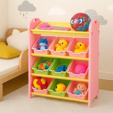 Imagem de Estante Armario Infantil Colorido 9 Gavetas 4 Prateleiras Organizador Brinquedos Porta Treco Quarto