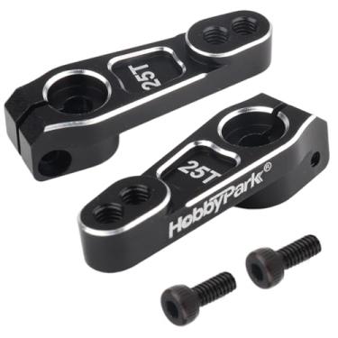 Imagem de HobbyPark 2pcs Aluminum Servo Horn Metal Servo Arms Compatible with Power HD Savox Futaba Low Profile Servo Motors for 1/10 On Road RC Touring Car RC Drift Car Steering Servos