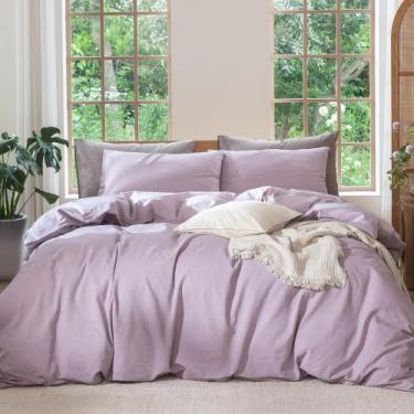 Imagem de Conjunto de capa de edredom MooMee Bedding 100% algodão lavado Queen