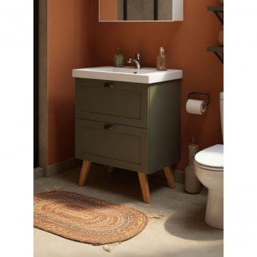 Imagem de Gabinete Para Banheiro Com Cuba 60cm Retro Mdf Verde Milano - On Móveis