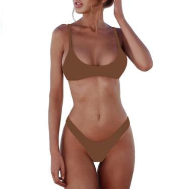 Imagem de Biquíni, biquíni, tanga acolchoada feminina SherryDC, marrom