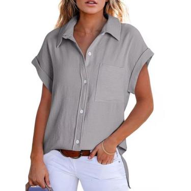Imagem de Camisas femininas elegantes com botões para mulheres, linda blusa de m