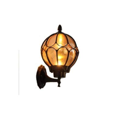 Imagem de Luz de parede tipo globo: ferro forjado e vidro âmbar - Lightbek Offic