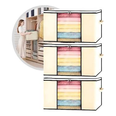 Imagem de VB HOME ORGANIZADORES, Kit 3 Caixas Saco Organizador Multiuso Anti Mofo Edredom King Cobertores Roupas De Cama Banho Travesseiros Dobrável