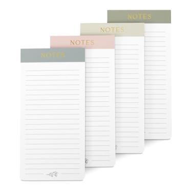 Imagem de Lindos blocos de notas magnéticos para geladeira - conjunto de 4 blocos de notas modernos com páginas forradas para escrever notas facilmente e fazer listas de compras - o bloco perfeito para fazer