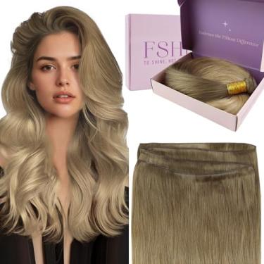 Imagem de Fshine Mão Amarrada Cabelo Humano Genius Trama Extensões 50g 14 Polegadas Pacotes de Cabelo Humano Balayage Castanho Dourado Fading to Brown Cabelo Humano Hair Brasileiro