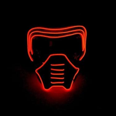 Imagem de SHANJIA Máscara de Halloween, máscara iluminada, crânio assustador com iluminação LED para festival de Halloween, cosplay, baile de máscaras, festa de carnaval (estilo 3)