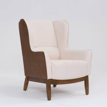 Imagem de Poltrona para Sala Mirela D07 Corano Terracota e Linho Pérola - D`Rossi