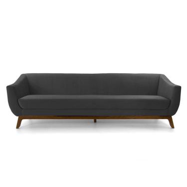 Imagem de Sofá 3 Lugares Odeon D07 230cm Base Madeira Veludo Cinza - D`Rossi