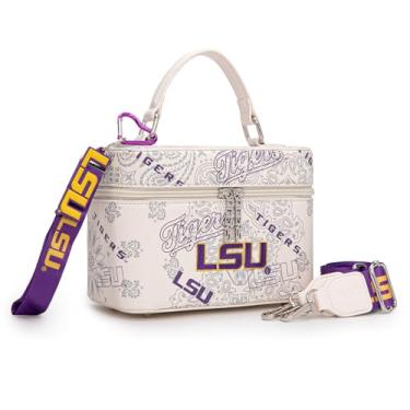 Imagem de Montana West X NCAA Bolsa tiracolo feminina designer bolsas esportivas alça superior, bolsa de mão com alça ajustável, Lsu-bege
