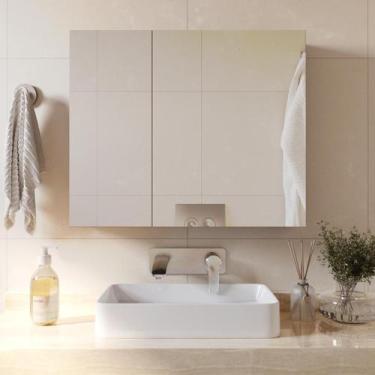 Imagem de Espelheira Klein Suspensa Com 2 Portas Espelhadas E 4 Nichos - JM3 - J