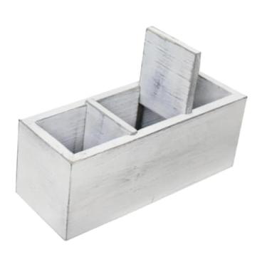 Imagem de Baoblaze Organizador de mesa, porta-canetas de madeira, organização de escritório, armazenamento de mesa, suporte de controle remoto de madeira para escritório, Branco