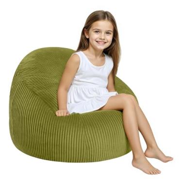 Imagem de COMAX Cadeiras de pufe para crianças, sofá BeanBag com enchimento para meninos e meninas, cadeira de chão preguiçosa para sala de jogos, berçário, verde claro