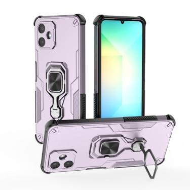 Imagem de SORAKA Capa para Samsung Galaxy A06 com suporte metálico giratório de 360 graus peça de ferro magnética para suporte magnético para telefone de carro