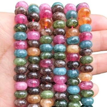 Imagem de Songxi 5 x 8 mm contas de turmalina escura Rondelle, 75 peças espaçadoras redondas de abaco para fabricação de joias, pedras preciosas para colar, brincos, artes e artesanato